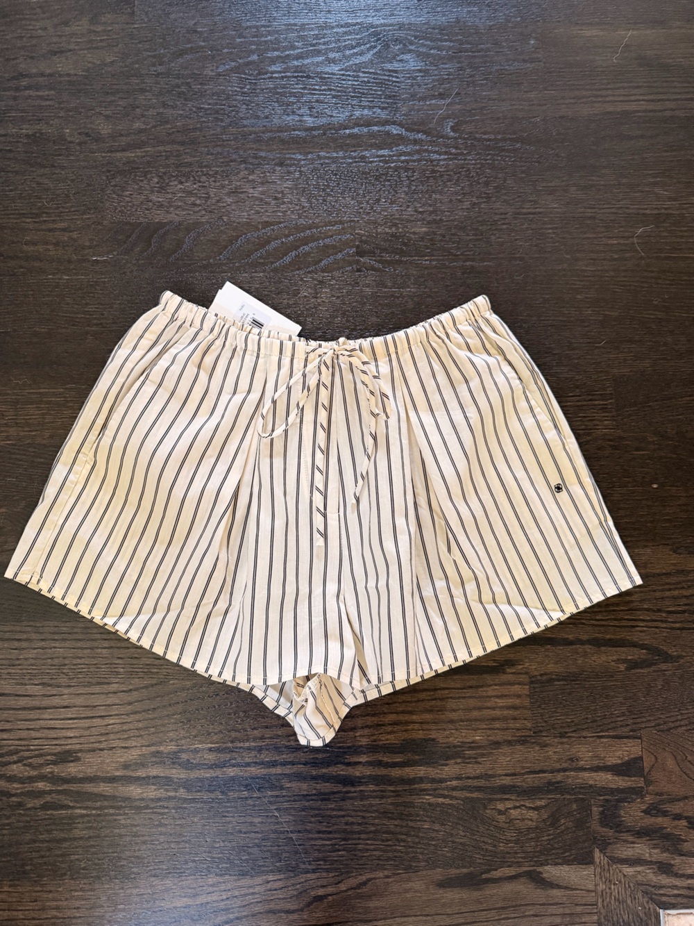 Striped Cream Silk Pull-On Women’s Shorts